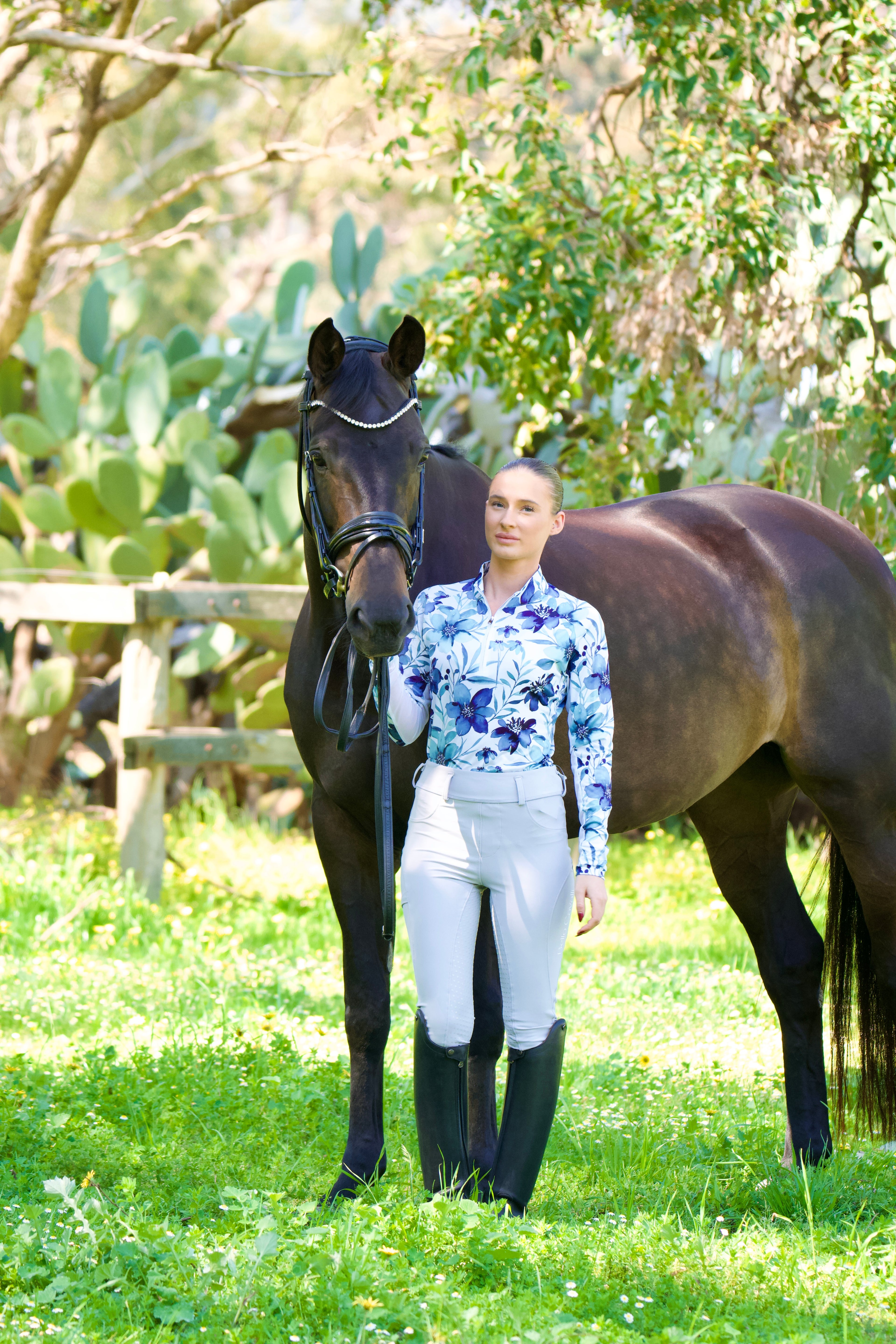 Blue Pastels Equestrian UV Riding Shirt – Breathable & Sun Protective | Bello Cavalli