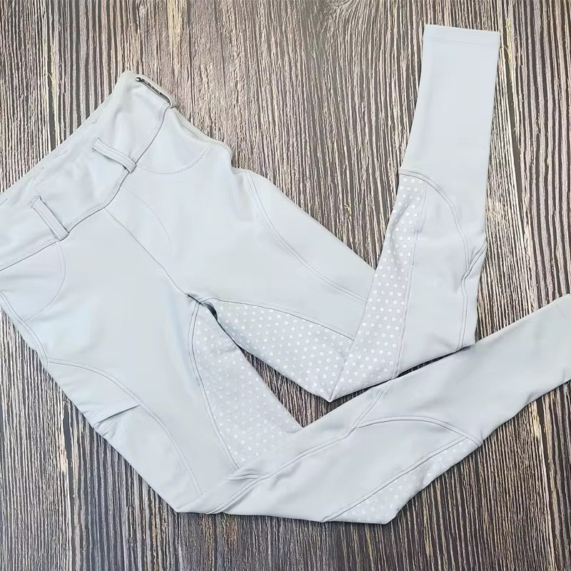 Light Grey Equestrian Hybrid Breeches – Stretch & Silicone Grip | Bello Cavalli