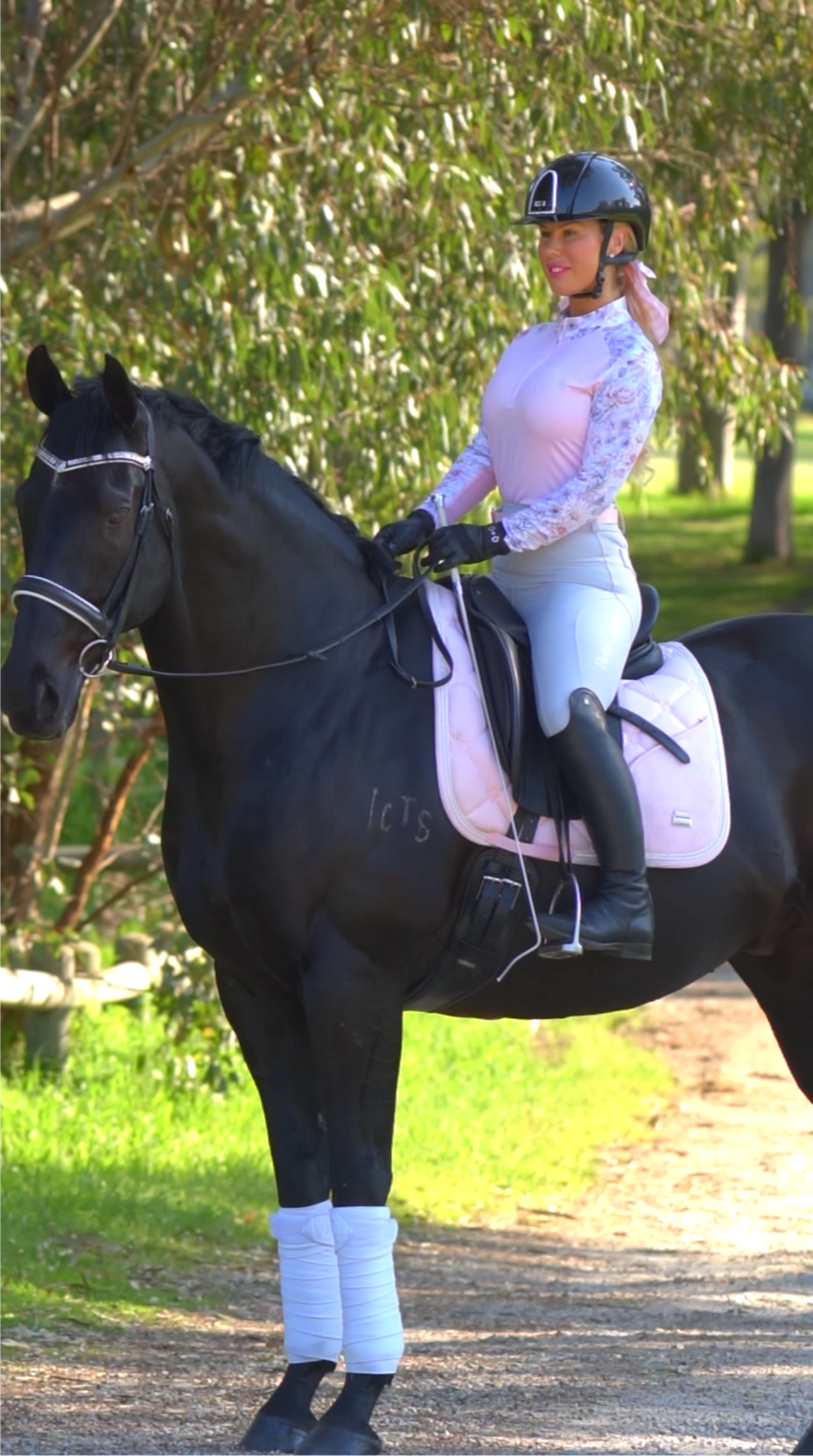 Pink Floral Equestrian UV Riding Shirt – Breathable & Sun Protective | Bello Cavalli