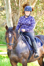 Midnight Swirl Navy Equestrian UV Riding Shirt – Breathable & Sun Protective | Bello Cavalli