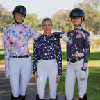 Black Dark Botanical Equestrian UV Riding Shirt – Breathable & Sun Protective | Bello Cavalli