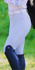 Light Grey Equestrian Hybrid Breeches – Stretch & Silicone Grip | Bello Cavalli