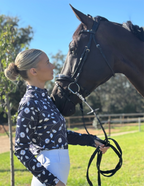 Midnight Swirl Navy Equestrian UV Riding Shirt – Breathable & Sun Protective | Bello Cavalli