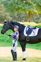 Black Botanical Equestrian UV Riding Shirt – Breathable & Sun Protective | Bello Cavalli