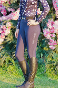 Navy Equestrian Hybrid Breeches – Stretch & Silicone Grip | Bello Cavalli